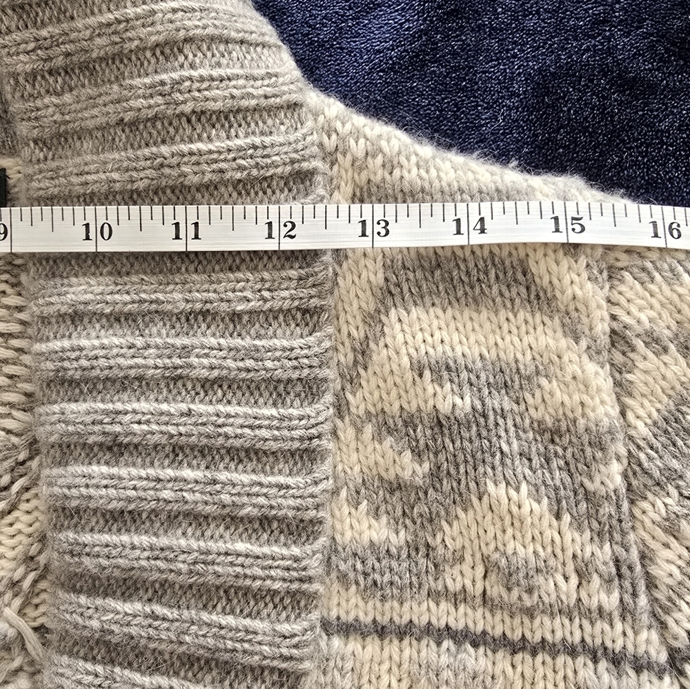 RALPH LAUREN WOOL Cardigan Grey Knit Southwestern Pattern Size M - Picture 12 of 13